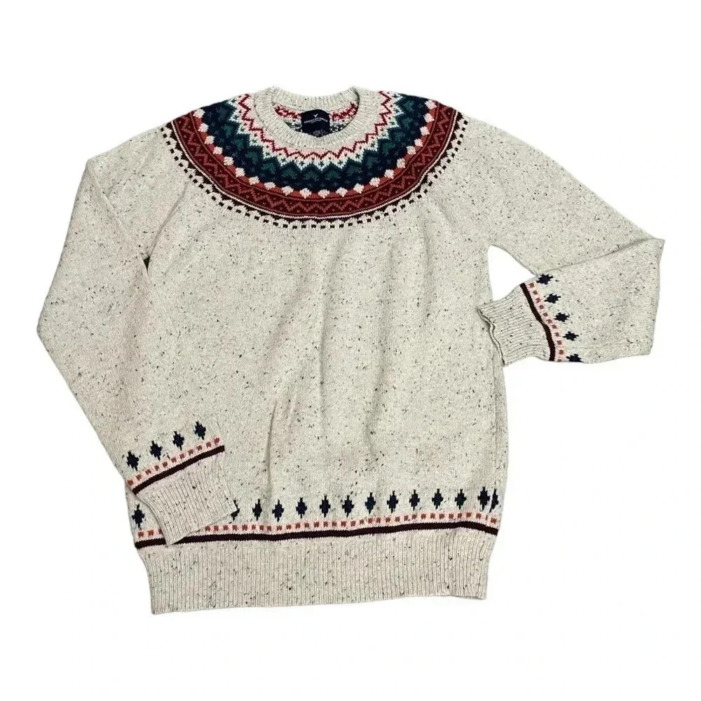 American Eagle Outfitters Cotton Blend Crew Neck Pull Over Sweater Mens Size LT